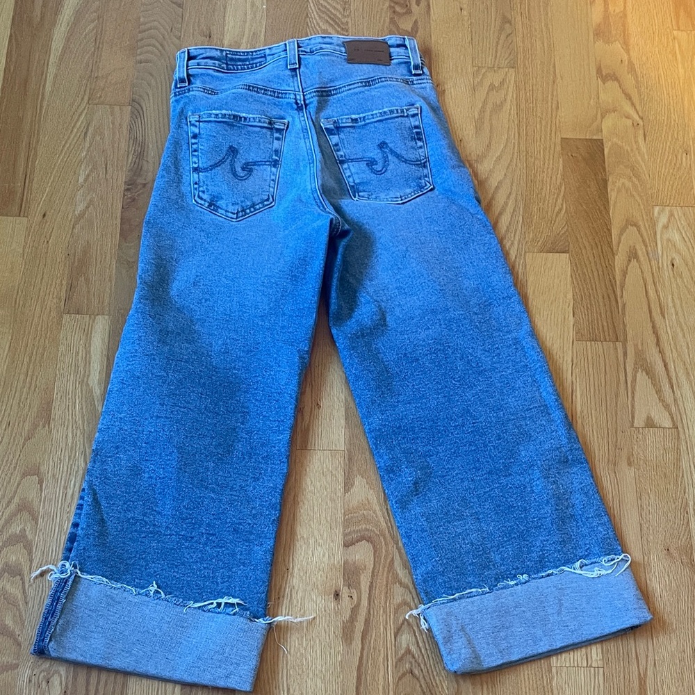 AG SAIGE WIde Leg Crop Blue High Rise Flare Jeans - Picture 12 of 15